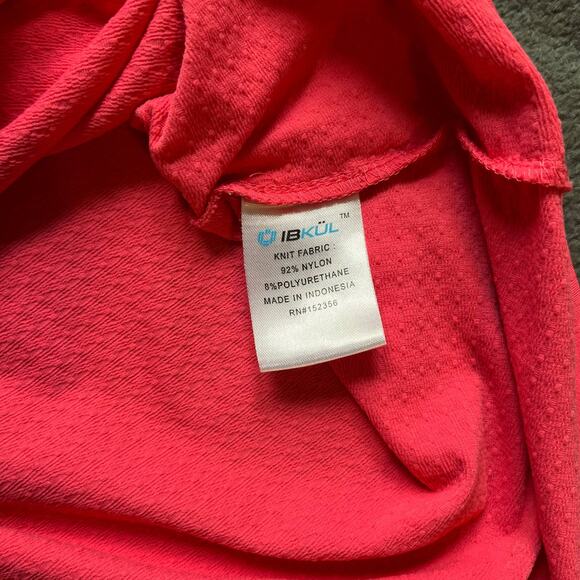 IBKUL Mock Golf Polo Womens Size Small Pink Short Sleeves Logo Knit Fabric Top - Picture 7 of 10
